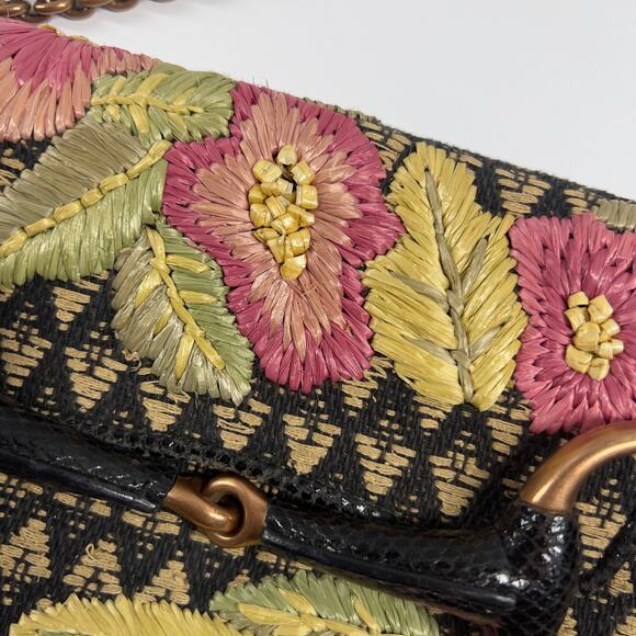 Vintage Tom Ford GUCCI Raffia Embroidered Horsebit Chain Bag - Picture 9 of 10